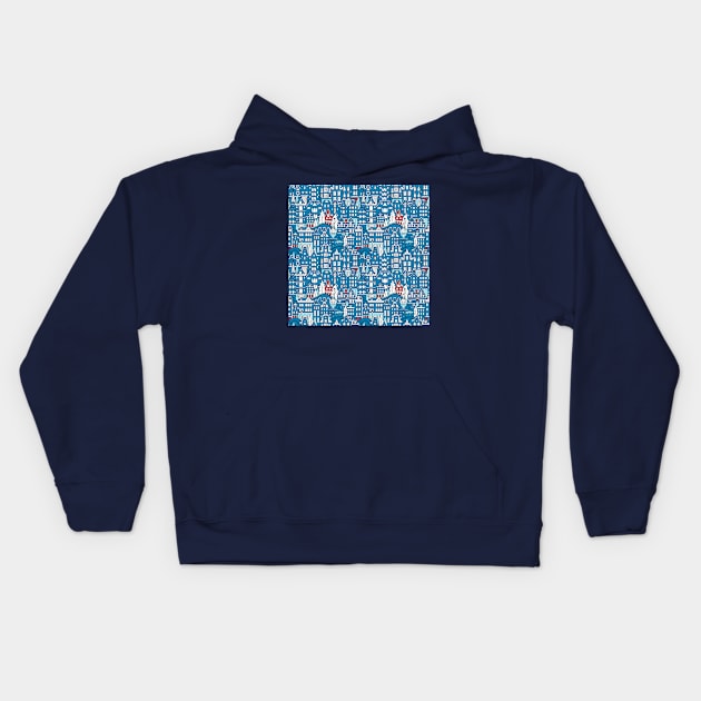 Seamless pattern, Amsterdam typical dutch houses Kids Hoodie by kavalenkava